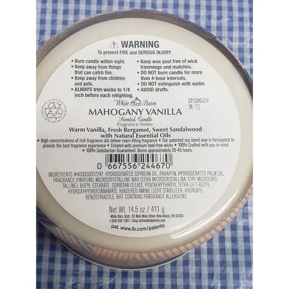 BBW Mahogany Vanilla Large 3 Wick Candle Home Fragrance Decor - Picture 2 of 2